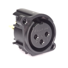 AC3FAVL-AU-PRE - Панельний роз'єм XLR3 гніздо, вертикальне встановлення на плату, без замка-фіксатора