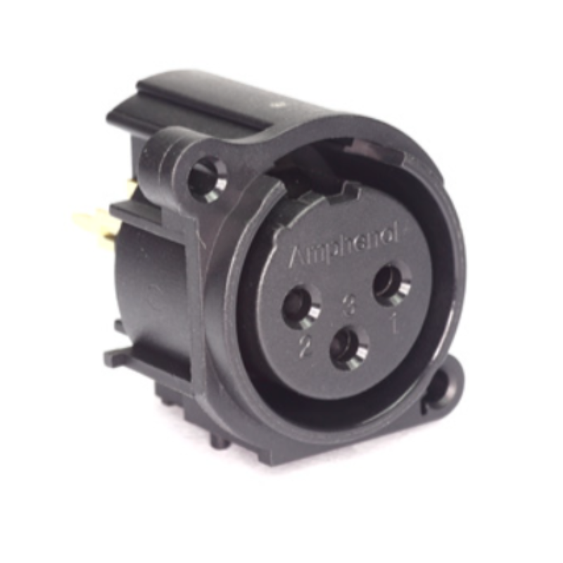 AC3FAVL-AU-PRE - Панельный разъем XLR3 гнездо, вертикальная установка на плату, без замка-фиксатора