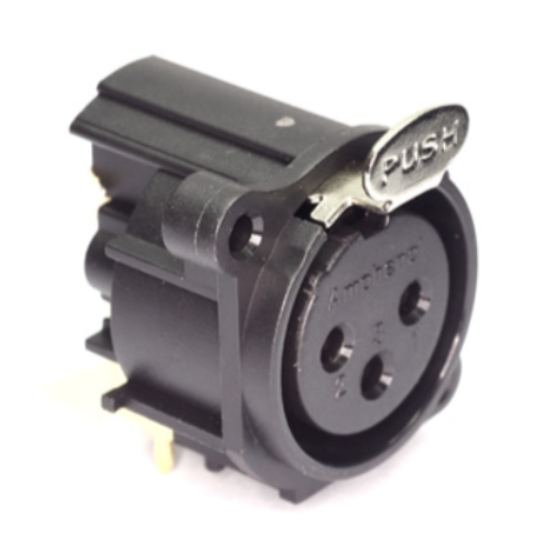 AC3FAH-AU-PRE - Панельний роз'єм XLR3 гніздо, горизонтальне встановлення на плату, A-посадка