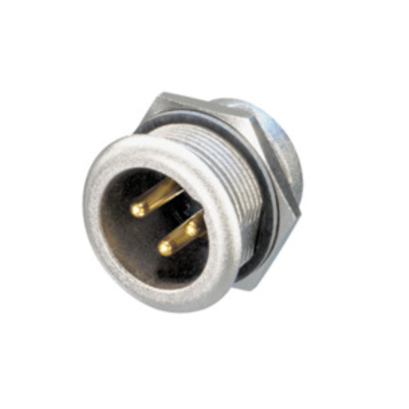 NC3MPR-HD - XLR 3 штекер на панель, кріплення різьба - гайка, серія MPR-HD, контакти-покриття золото