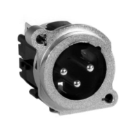 AC3MBV-AU-B - XLR 3 штекер на панель у плату, тип B, вертикальне встановлення, заземлювальний контакт відсутній