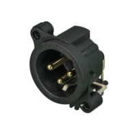 NC3MAAH - XLR 3 штекер на панель, фланець A-типу, можливий монтаж на плату (горизонтально)