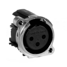 AC3FBVL-AU-B - XLR 3 гніздо на панель у плату, тип B, вертикальне встановлення, без засувки