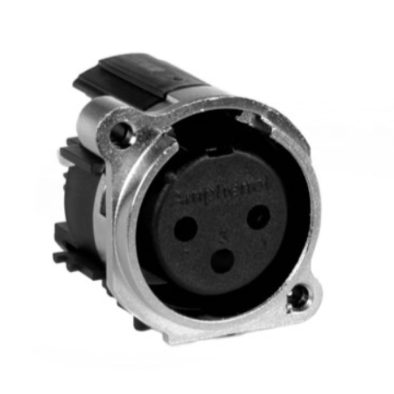 AC3FBVL-AU-B - XLR 3 гніздо на панель у плату, тип B, вертикальне встановлення, без засувки