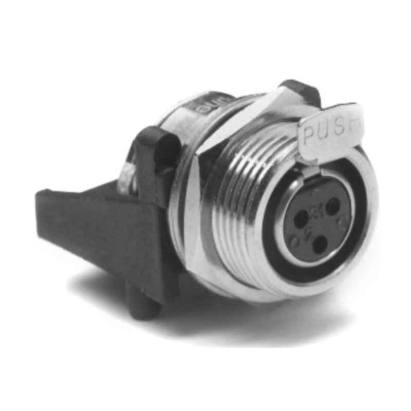 AG3FCCH - Разъём mini XLR, монтажный, гнездо, контактов- 3, пайка на плату, крепление: мет. гайка