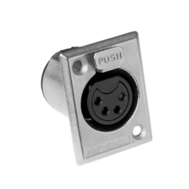 AC4FPZ - XLR 4 гніздо на панель, тип-P, базова модель, колір-нікель, корпус-метал
