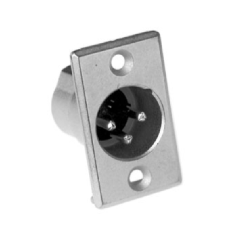 AC3MMPNZB - XLR 3 штекер на панель P-типа, узкий фланец, базовая модель, черненый корпус