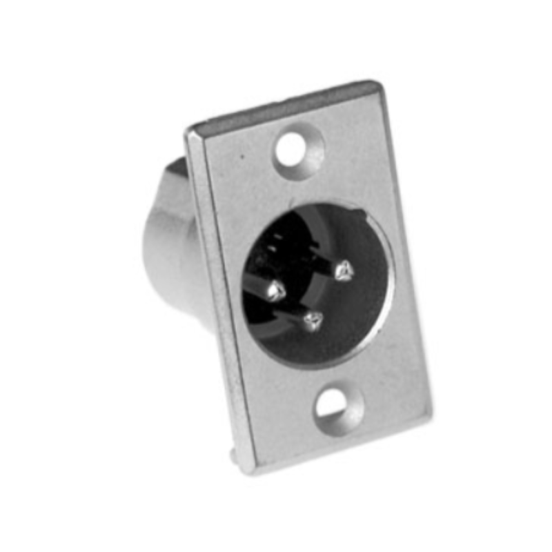 AC3MMPNZ - XLR 3 штекер на панель P-типа, узкий фланец, базовая модель, цвет- никель