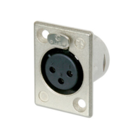 NC3FP-1 - XLR 3 гнездо на панель, фланец P-типа, под пайку, посеребренные контакты, цвет-никель