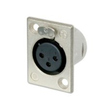 NC3FP-1 - XLR 3 гніздо на панель, фланець P-типу, під пайку, посріблені контакти, колір-нікель