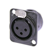 NC3FD-L-B-1 - XLR 3 гніздо на панель, фланець D-типу, під паяння, контакти- покриття золото