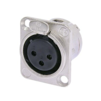 NC3FD-L-1 - Разъем XLR 3 гнездо на панель, фланец D-типа, под пайку, контакты-покрытие серебро