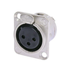 NC3FD-L-1 - Роз`єм XLR 3 гніздо на панель, фланець D-типу, під пайку, контакти-покриття срібло