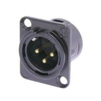 NC3MD-L-B-1 - XLR 3 штекер на панель, фланець D-типу, під паяння, контакти-покриття золото