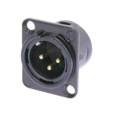 NC3MD-L-B-1 - XLR 3 штекер на панель, фланець D-типу, під паяння, контакти-покриття золото