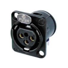 NC3FD-H-B - XLR 3 гніздо на панель, фланець D-типу, можливий монтаж на плату (горизонтально)