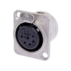 NC6FD-L-1 - XLR 6 гніздо на панель, фланець D-типу, під пайку, контакти - покриття срібло