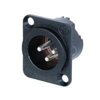 NC3MD-LX-HA-BAG - XLR 3 штекер на панель, фланец D-типа, под обжим, контакты- покрытие серебро