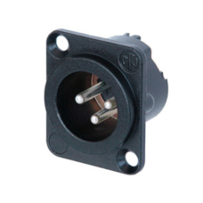 NC3MD-LX-HA-BAG - XLR 3 штекер на панель, фланець D-типу, під обтиск, контакти - покриття срібло