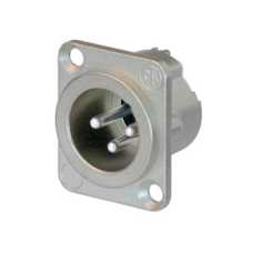 NC3MD-LX-HA - XLR 3 штекер на панель, фланець D-типу, під обтиск, контакти - покриття срібло