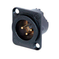 NC3MD-LX-B - XLR 3 штекер на панель, фланець D-типу, пайка, контакти - покриття золото