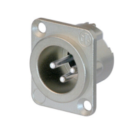 NC3MD-LX - XLR 3 штекер на панель, фланець D-типу, пайка, контакти - покриття срібло