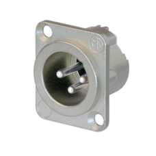 NC3MD-LX - XLR 3 штекер на панель, фланець D-типу, пайка, контакти - покриття срібло