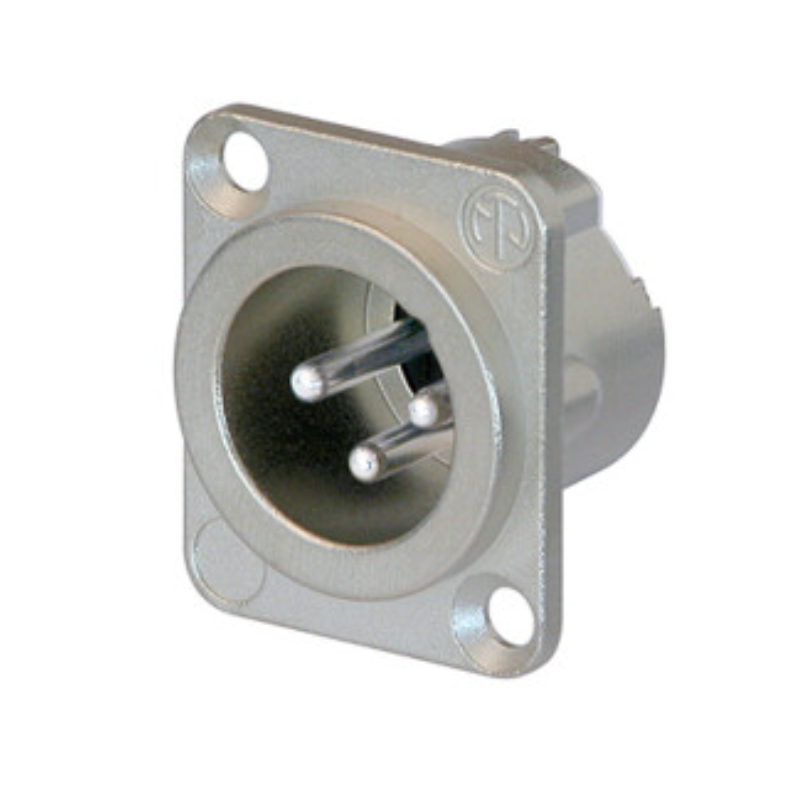 NC3MD-LX - XLR 3 штекер на панель, фланець D-типу, пайка, контакти - покриття срібло