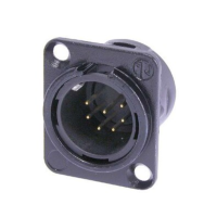 NC7MD-L-B-1 - XLR 7 штекер на панель, фланец D-типа, под пайку, контакты- покрытие золото