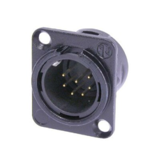 NC7MD-L-B-1 - XLR 7 штекер на панель, фланець D-типу, під пайку, контакти - покриття золото