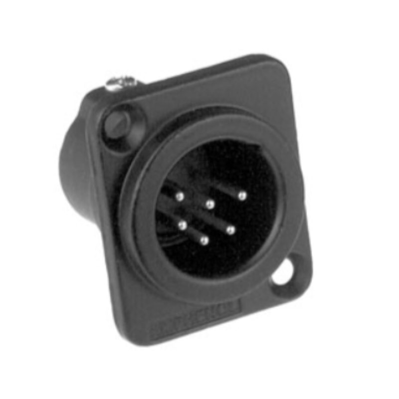 AC6AMDZB - XLR 6 штекер на панель, фланець D-типу, базова модель, чорнений корпус, колір-чорний