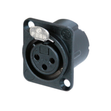 NC3FD-LX-B - XLR 3 гніздо на панель, фланець D-типу, пайка, контакти - покриття золото