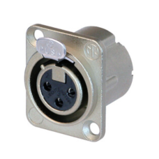 NC3FD-LX - XLR 3 гніздо на панель, фланець D-типу, пайка, контакти - покриття срібло