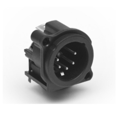 AC5MAH-AU-B - XLR 5 штекер на панель у плату, горизонтальне встановлення, корпус відповідного роз'єму на масу