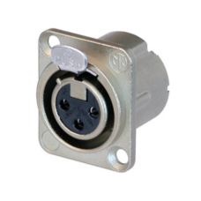 NC3FD-LX-HA - XLR 3 гніздо на панель, фланець D-типу, під обтиск, контакти - покриття срібло