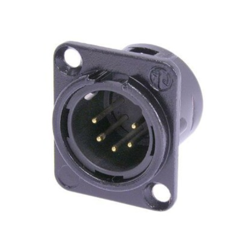 NC5MD-L-B-1 - XLR 5 штекер на панель, фланец D-типа, под пайку, контакты- покрытие золото