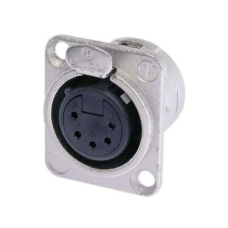 NC5FD-L-1 - XLR 5 гніздо на панель, фланець D-типу, під пайку, контакти - покриття срібло