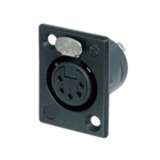 NC5FP-B-1 - Панельний роз'єм XLR5 гніздо, фланець P-типу, контакти - латунь / покриття золото