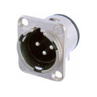 NC3MD-H - XLR 3 штекер на панель, фланець D-типу, можливий монтаж на плату (горизонтально)