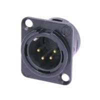NC4MD-L-B-1 - XLR 4 штекер на панель, фланец D-типа, под пайку, контакты- покрытие золото