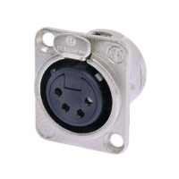 NC4FD-L-1 - XLR 4 гніздо на панель, фланець D-типу, під пайку, контакти - покриття срібло