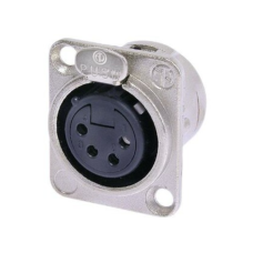 NC4FD-L-1 - XLR 4 гніздо на панель, фланець D-типу, під пайку, контакти - покриття срібло