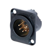 NC5MD-LX-B - XLR 5 штекер на панель, фланець D-типу, пайка, контакти - покриття золото