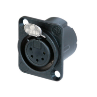 NC5FD-LX-B - XLR 5 гнездо на панель, фланец D-типа, пайка, контакты- покрытие золото