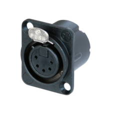 NC5FD-LX-B - XLR 5 гніздо на панель, фланець D-типу, пайка, контакти - покриття золото