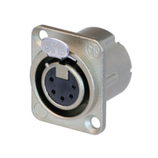 NC5FD-LX - XLR 5 гніздо на панель, фланець D-типу, пайка, контакти - покриття срібло