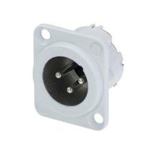 NC3FD-LX-WT - XLR 3 гніздо на панель, фланець D-типу, пайка, контакти - покриття срібло