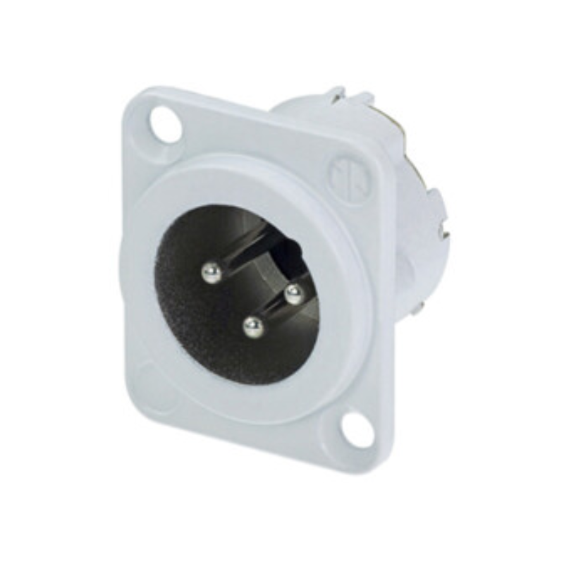 NC3FD-LX-WT - XLR 3 гнездо на панель, фланец D-типа, пайка, контакты- покрытие серебро