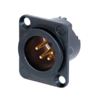 NC4MD-LX-B - XLR 4 штекер на панель, фланец D-типа, пайка, контакты- покрытие золото