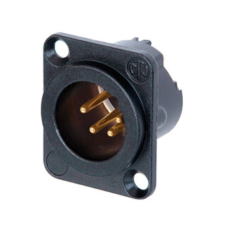 NC4MD-LX-B - XLR 4 штекер на панель, фланець D-типу, пайка, контакти - покриття золото